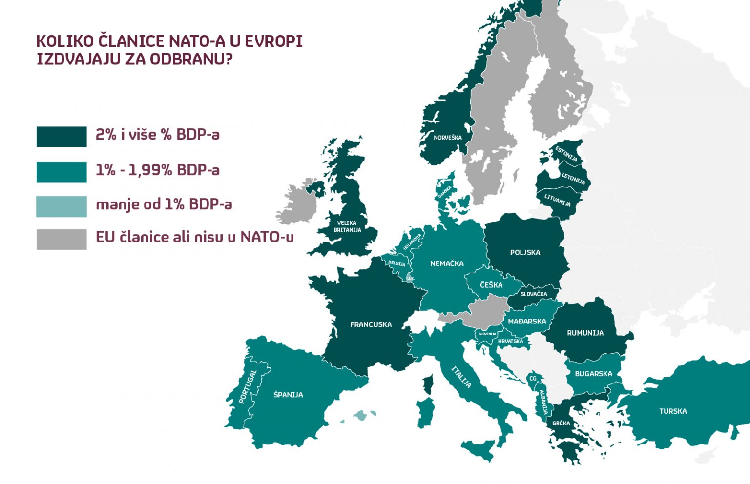 Mapa Koliko Lanice Nato A U Evropi Tro E Na Odbranu