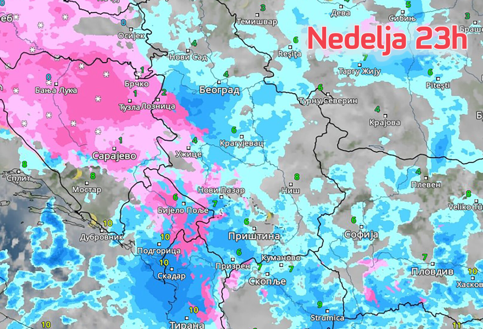 Prognoza iz sata u sat Pogledajte kako snežni talas ide ka Srbiji