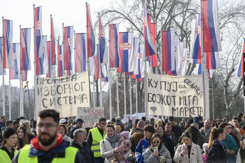 Novi Sad 02. februar 2025. Drugi dan studentskih blokada mostova u Novom Sadu, studenti, studentski protest Foto:Nenad Mihajlović/Nova.rs BEZ POTPISA
