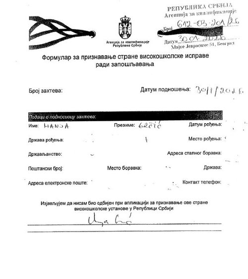 uverenje o položenim ispitima