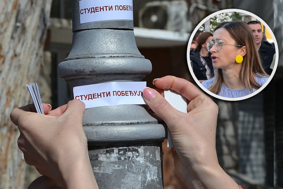 Ivanu je muškarac udario pesnicom kada je lepila nalepnice "Studenti pobeđuju": "Kamere navodno ne rade, policija ga pustila posle pola sata”