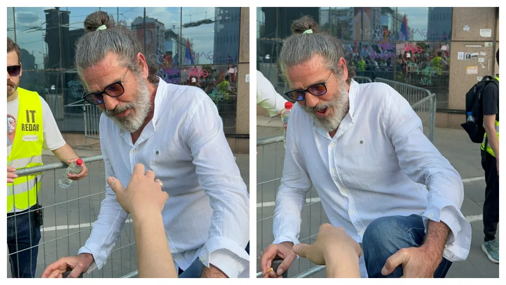 VIDEO Glumac Gagi Jovanović stigao na Slaviju sa kolonom iz Zemuna
