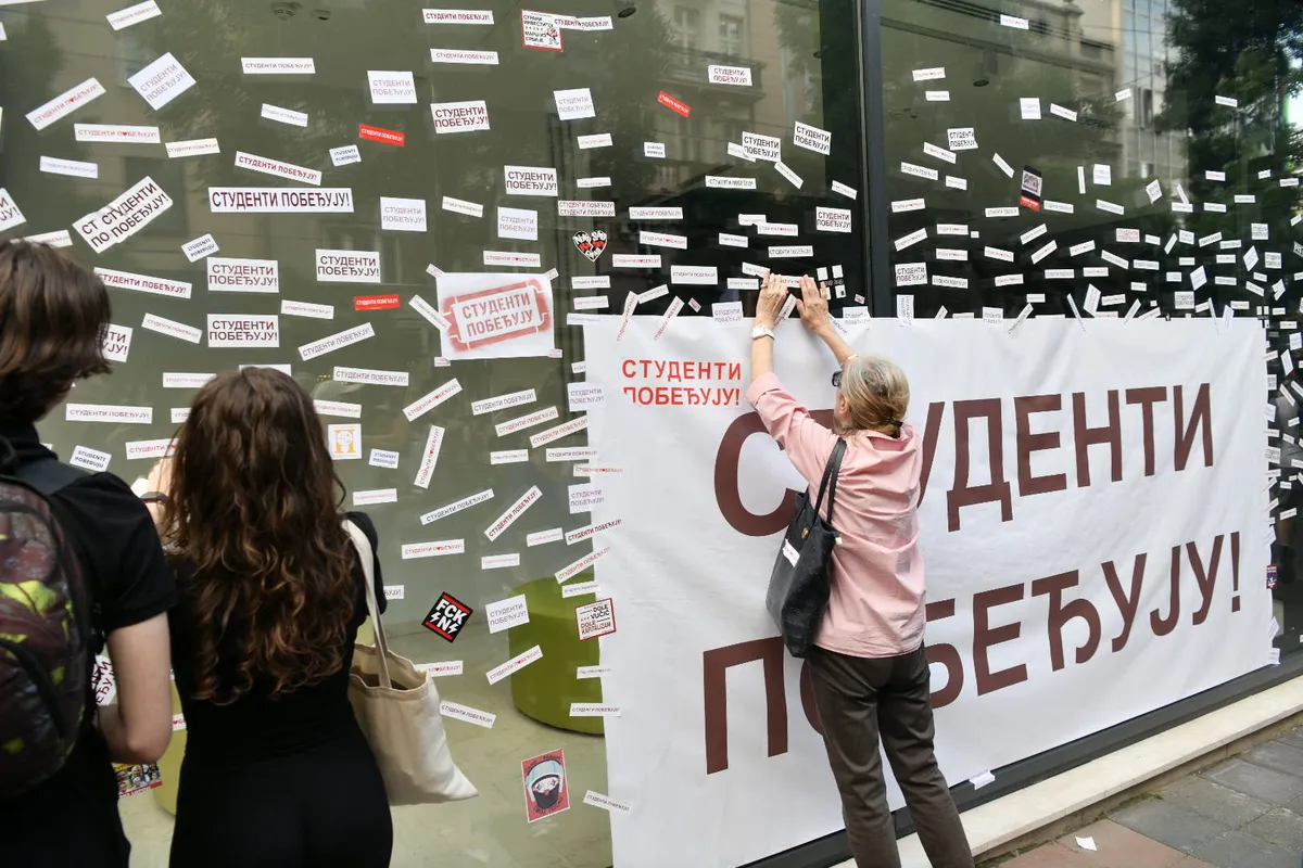 FOTO Prostorije EXPO 2027 prekrivene porukom "Studenti pobeđuju"