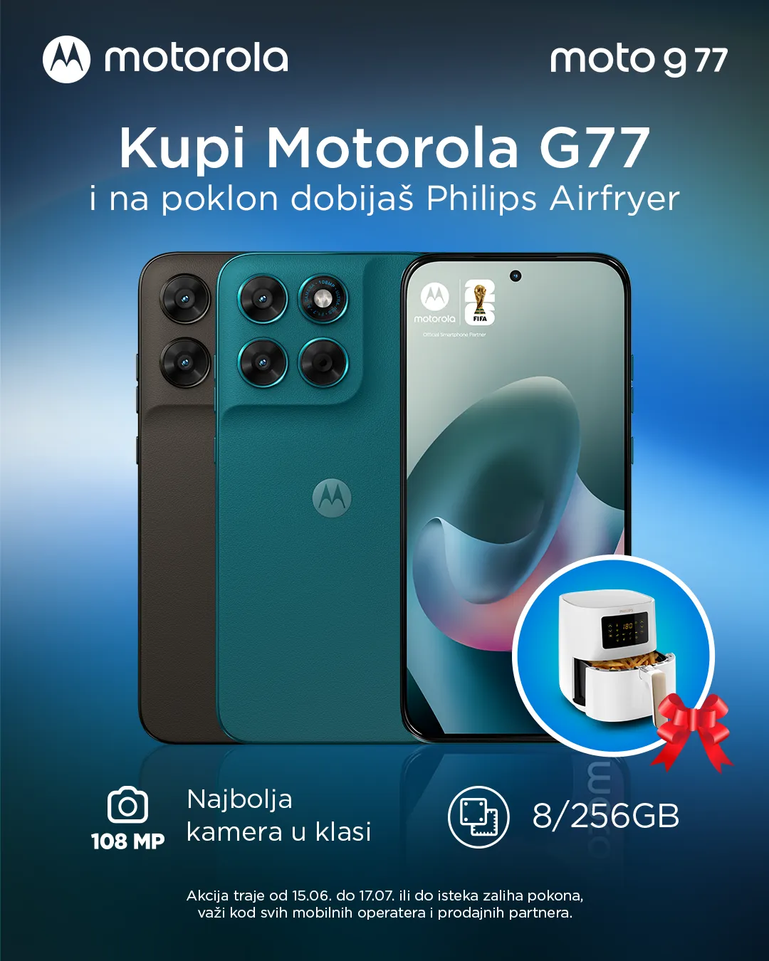 Motorola g77 - premijum iskustvo po pristupačnoj ceni, uz poklon Philips AirFryer