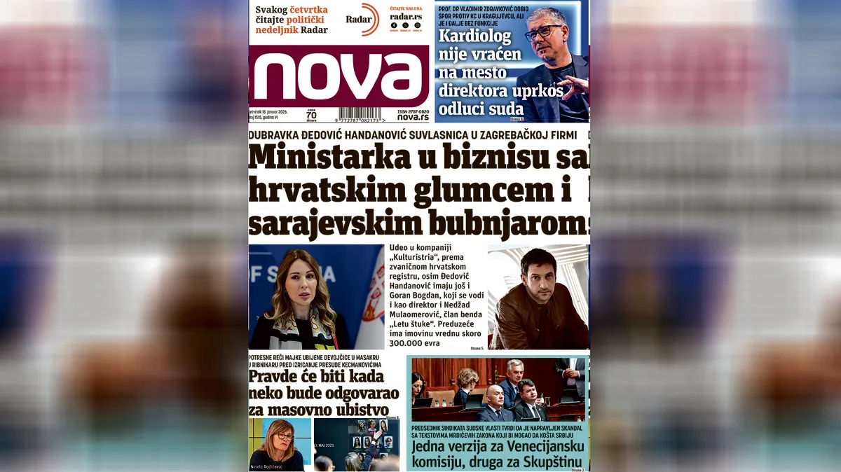 "Nova": Ministarka u biznisu sa hrvatskim glumcem i bosanskim bubnjarom