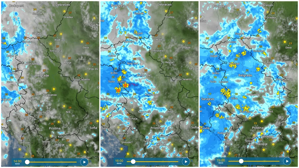 Vremenske prilike u Srbiji iz sata u sat: Radarski snimci pokazuju kakvo nam nevreme stiže i kad tačno
