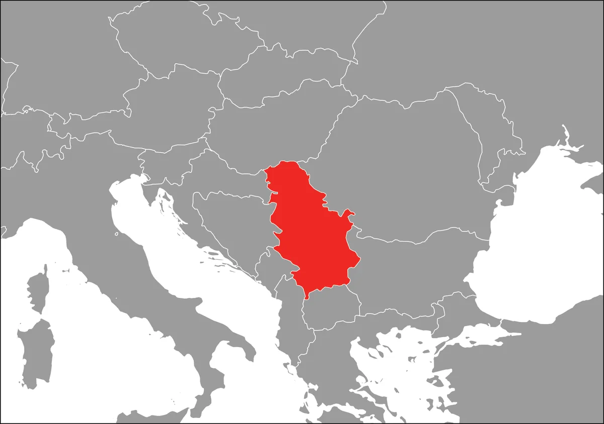 Na mračnoj mapi Evrope Srbija je označena crvenom bojom: Po 