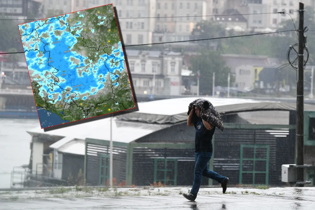 (MAPA) Snimak radara pokazuje tačno vreme kada kreće nevreme u Srbiji: Kiša će pljuštati ceo dan i temperatura pada za 15 stepeni