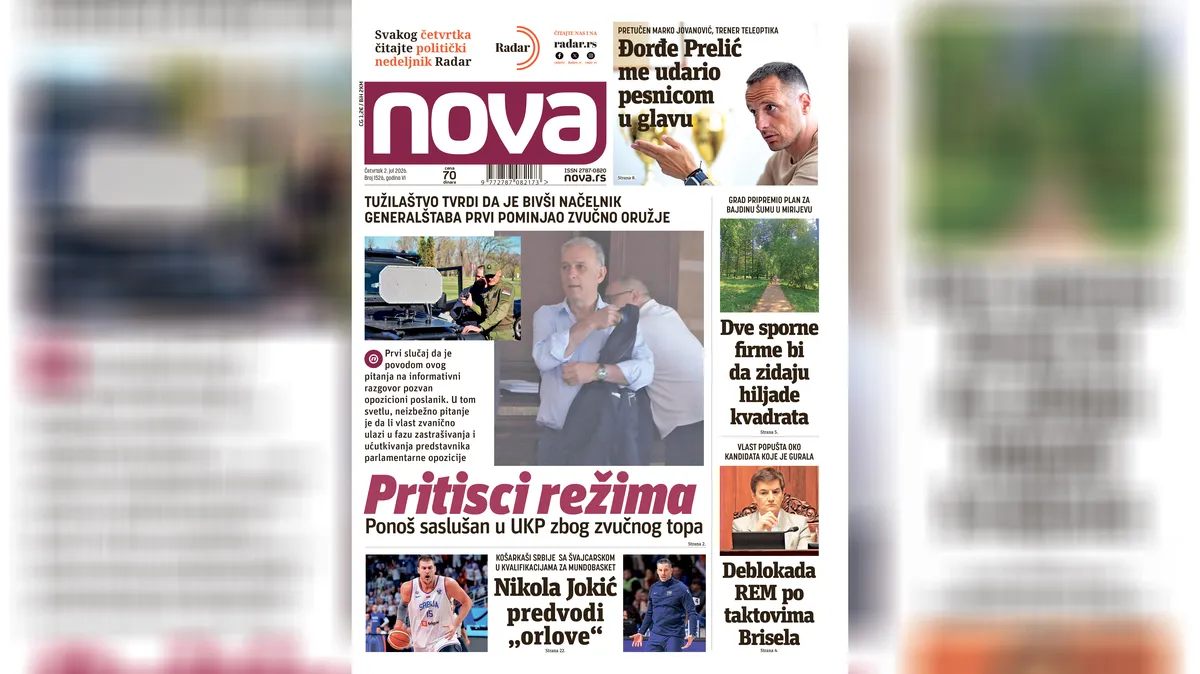 "Nova" piše: Režim nastavlja sa izmišljenom aferom - Zdravko Ponoš saslušan u UKP zbog zvučnog topa