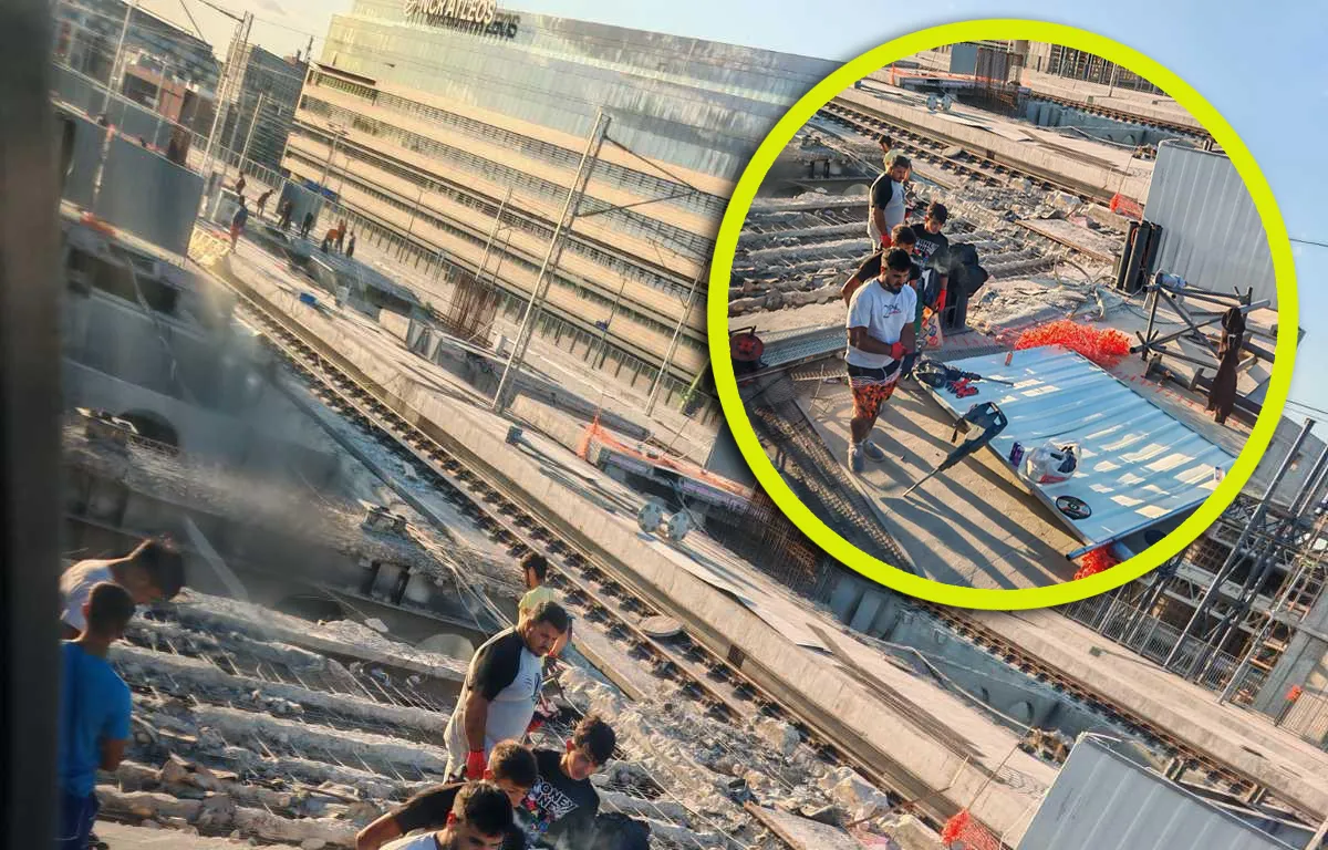 Strani radnici bez ikakve opreme na gradilištu železničke stanice Novi Beograd FOTO