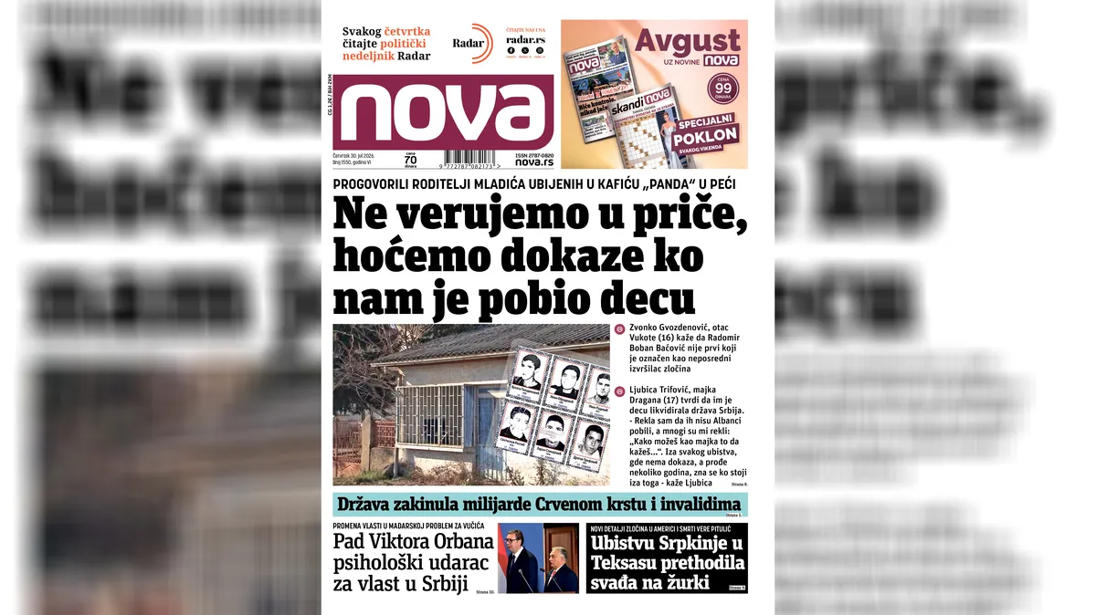 "Nova" piše: Progovorili roditelji mladića ubijenih u „Pandi“- Znamo da nam je država Srbija pobila decu