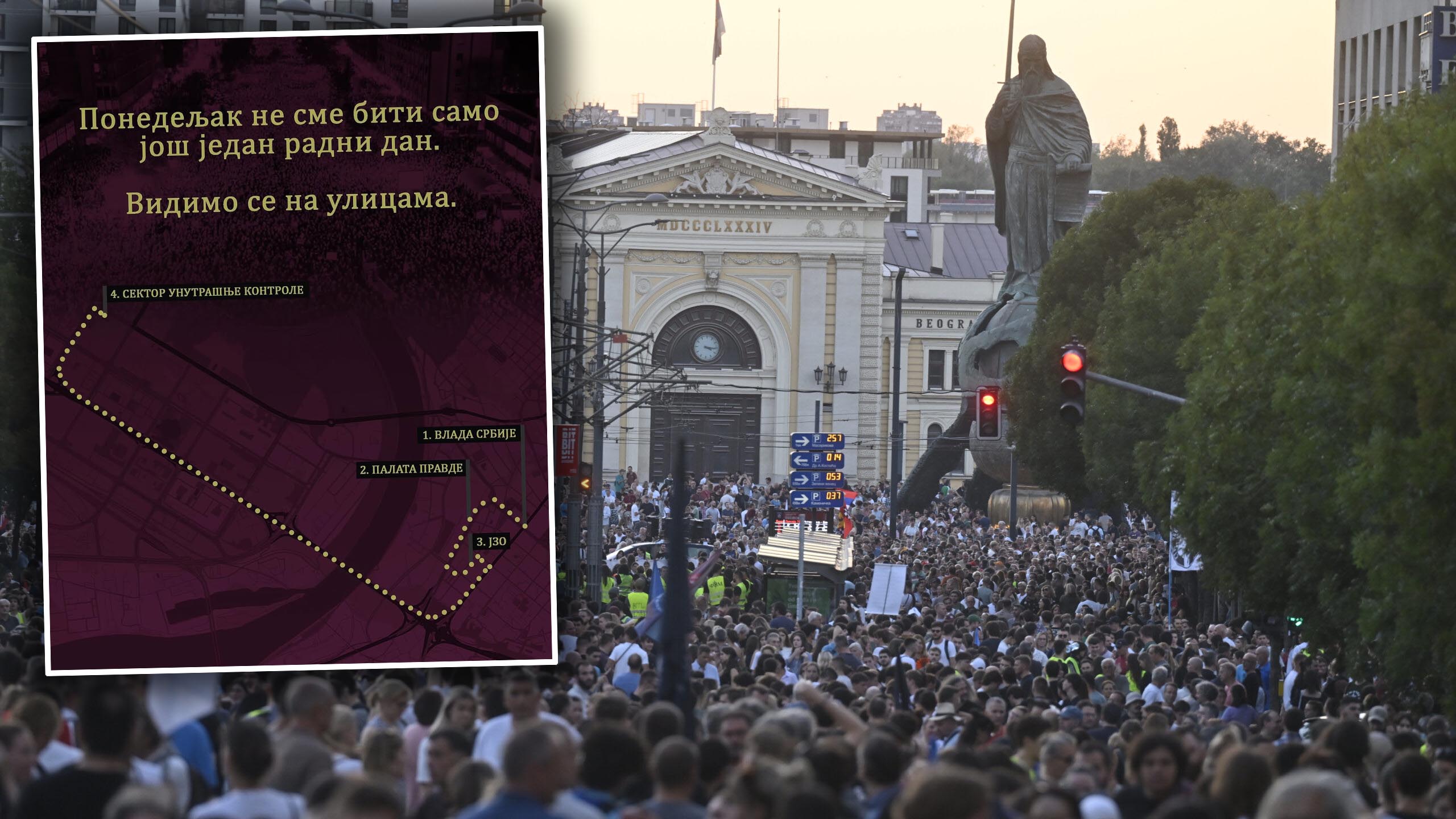 Protest, Beograd, mapa, kombo
