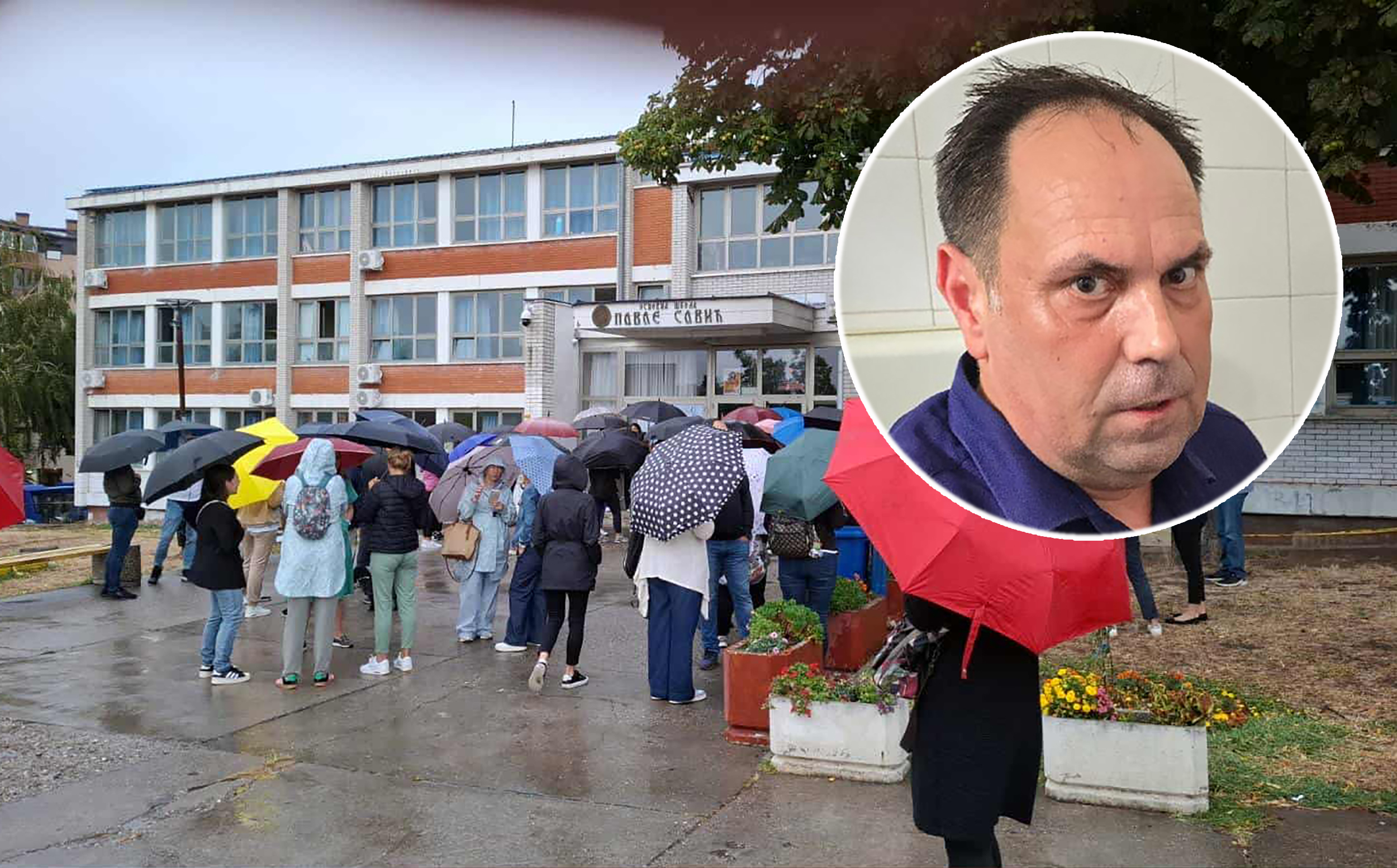 direktor Nenad Tasić i roditelji ispred škola Pavle savić mirijevo