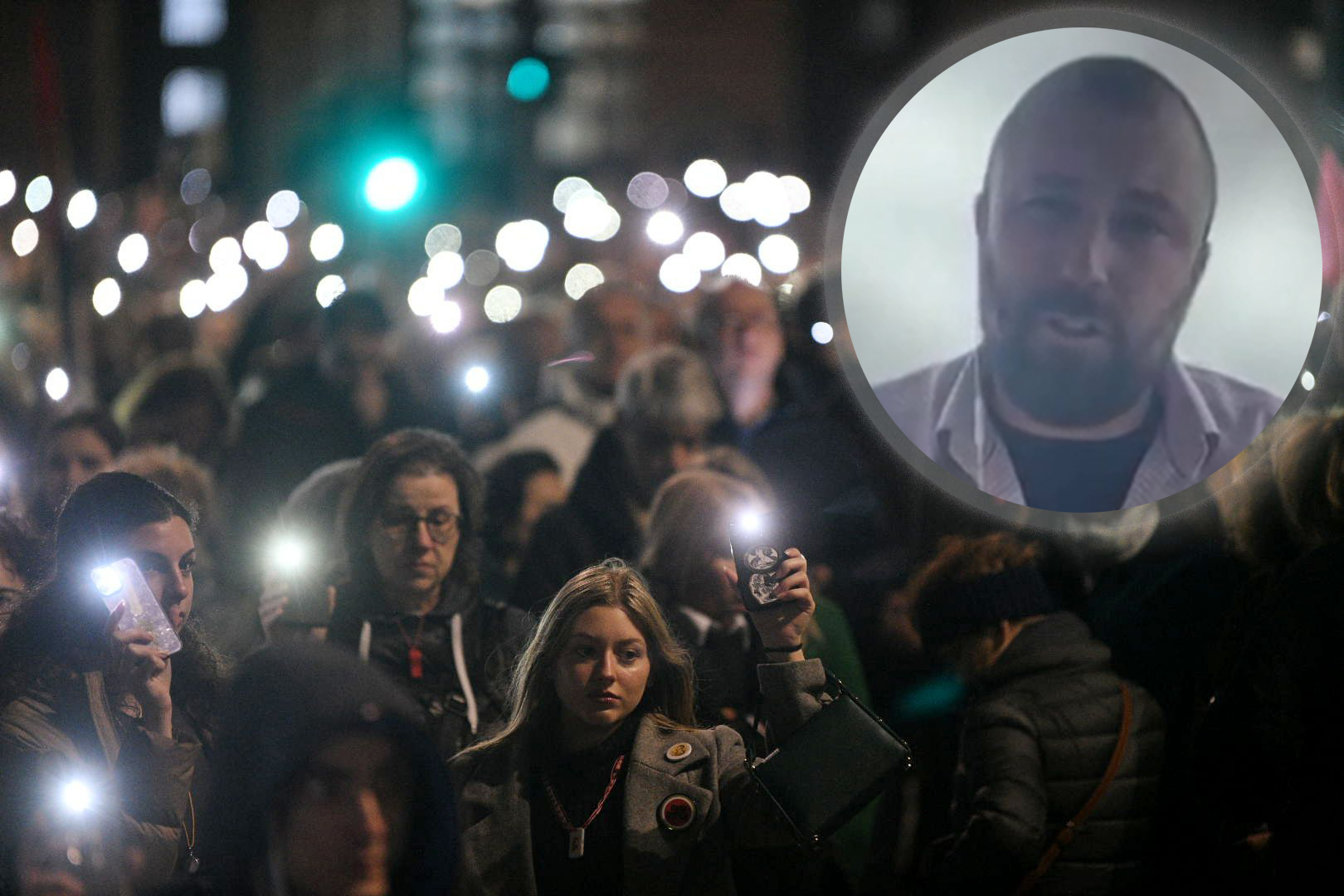Beograd 31.mart 2025. Protest „Odbranimo akademsku zajednicu“ podrska napadnutoj dekanki Filozofskog fakulteta u Nišu, okupljanje ispred rektorata Univerziteta u Beogradu i šetnja do Republičkog javnog tužilaštva Foto:Filip Krainčanić/Nova.rs