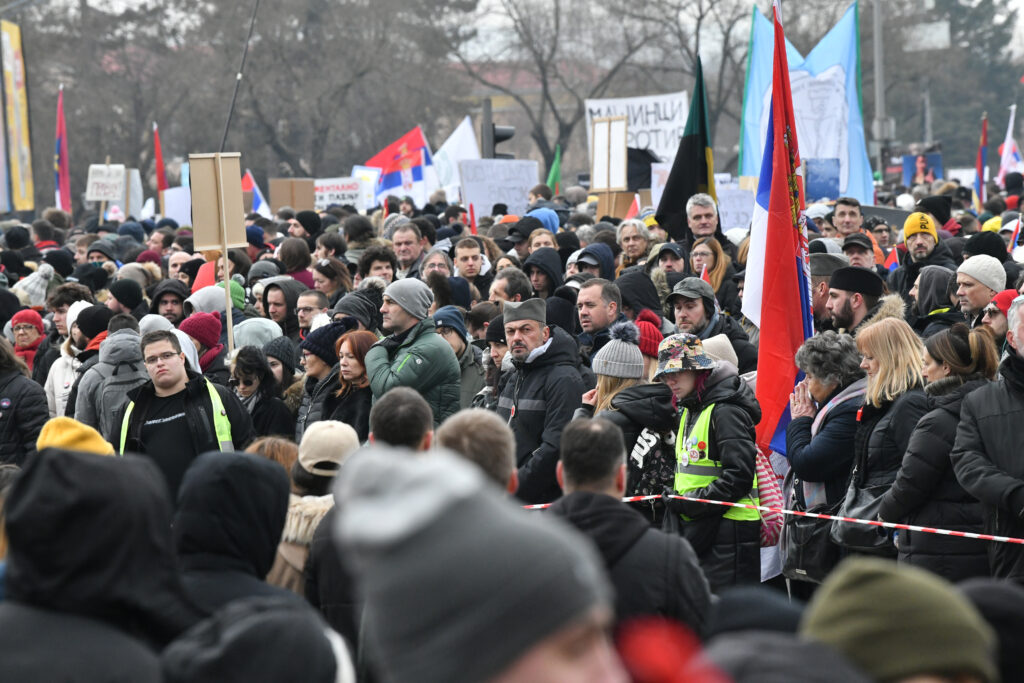 Kragujevac 15.02.2025. Akcija Sretnimo se na Sretenje u Kragujevcu. Studentski protest, okupljanje studenata i građana, gradjana Foto: Vladislav Mitić/Nova.rs