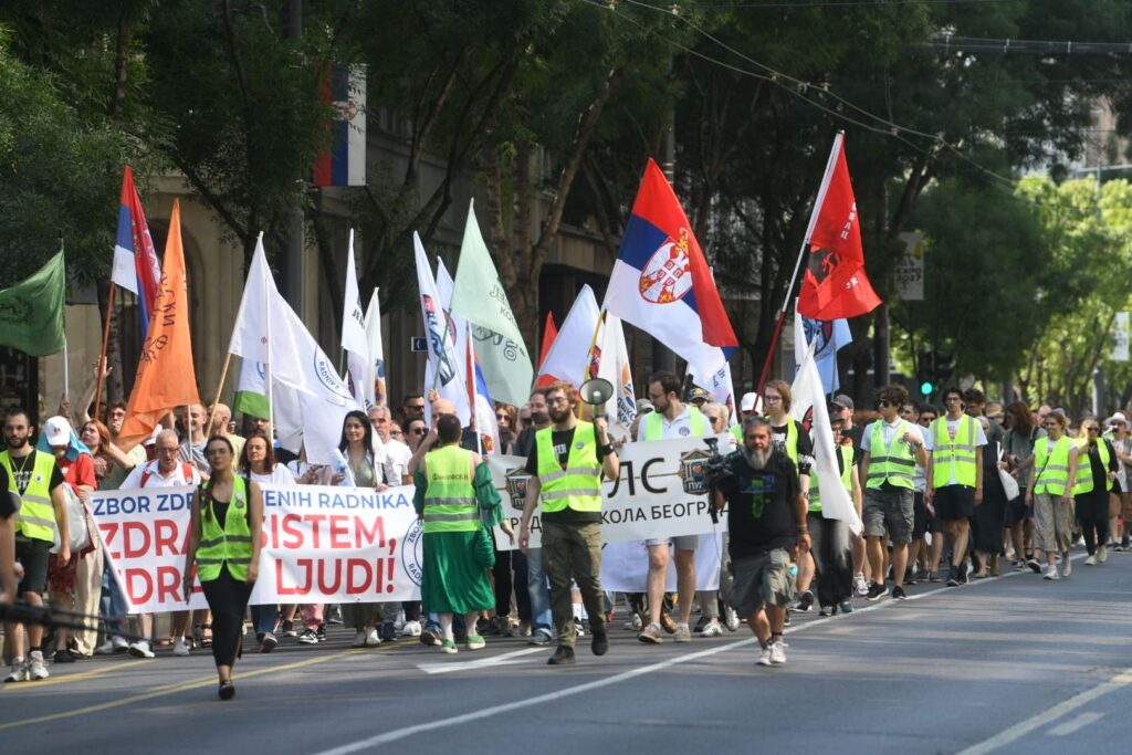Beograd 13. jul 2025. Protest “Radniče, i ti imaš zeleno svetlo” Foto:Filip Krainčanić/Nova.rs protest lekara