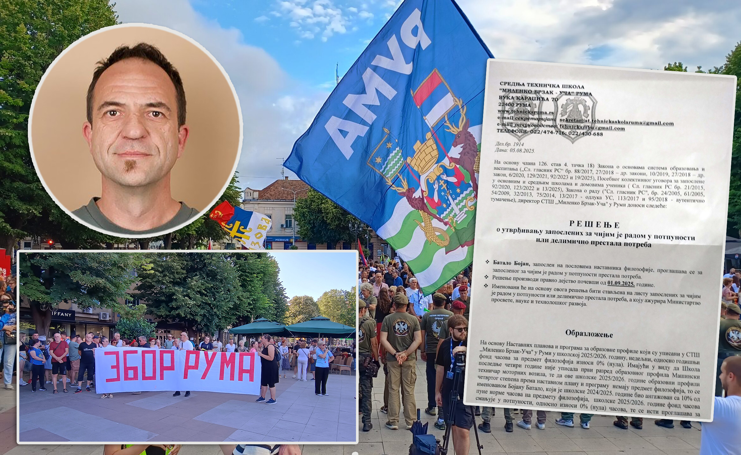 prof. Bojan Batalo (atač) u fokus, ova dokumenta nalepite i studentski protest Ruma