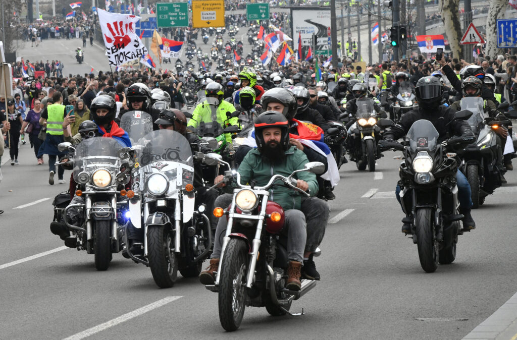 Beograd 15.03.2025. Protest 15 za 15, najveći protest Foto: Vladislav Mitić/Nova.rs bajkeri motoristi autokomanda, polazak bajkera sa autokomande ka skupštini