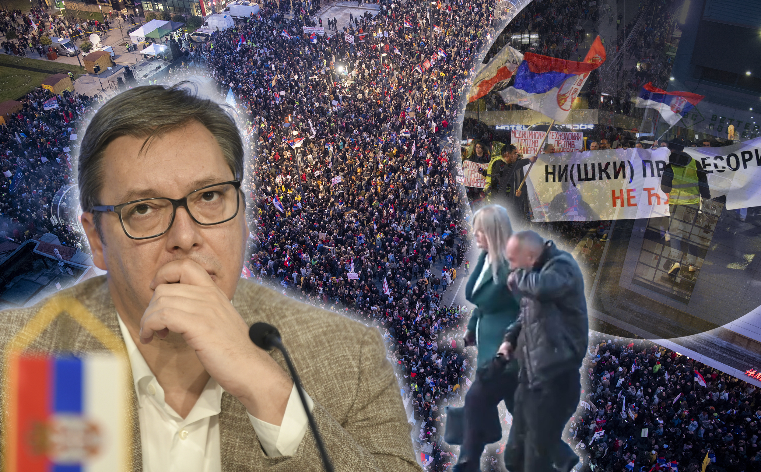 kombo protest iz Niša ili  i gađanje jajima i neki ljuti Vučić