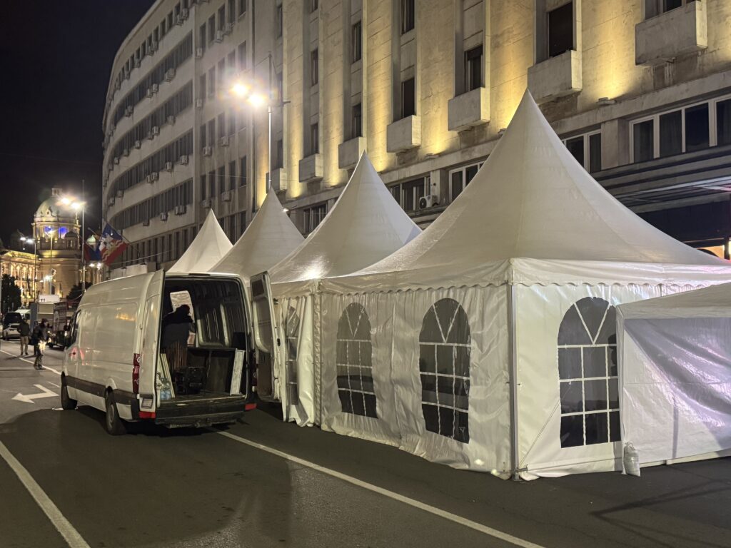 Beograd 10. april 2025. Pripreme za trodnevni skup „Pokreta za narod i državu“  Foto:Vladislav Mitić/Nova.rs