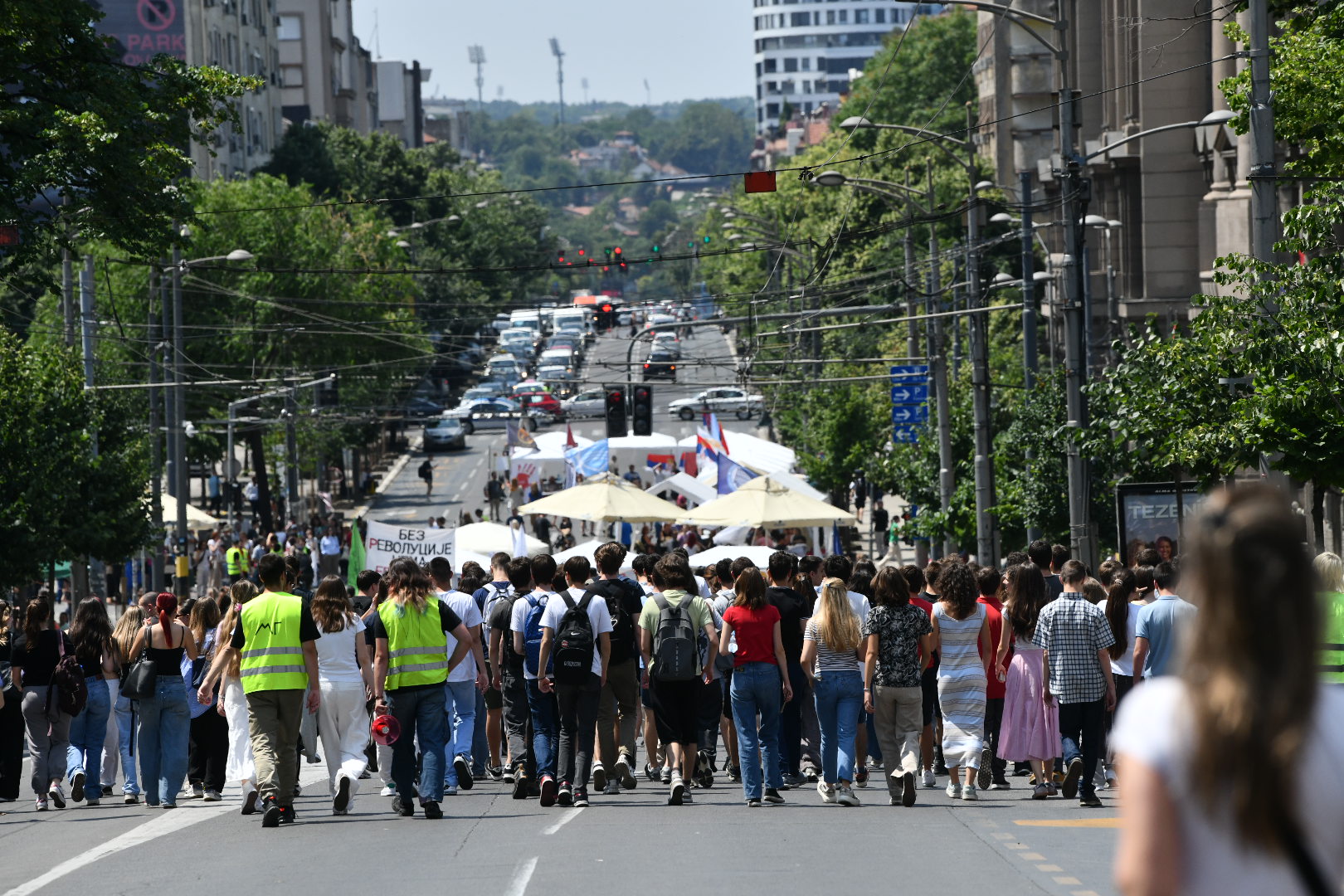 Beograd 10. jun 2025. Inicijativa "Pobunjeni univerzitet", protest "Fakulteti na raskrsnici" ispred Vlade Srbije u Beogradu, dan drugi Foto:Vesna Lalić/Nova.rs