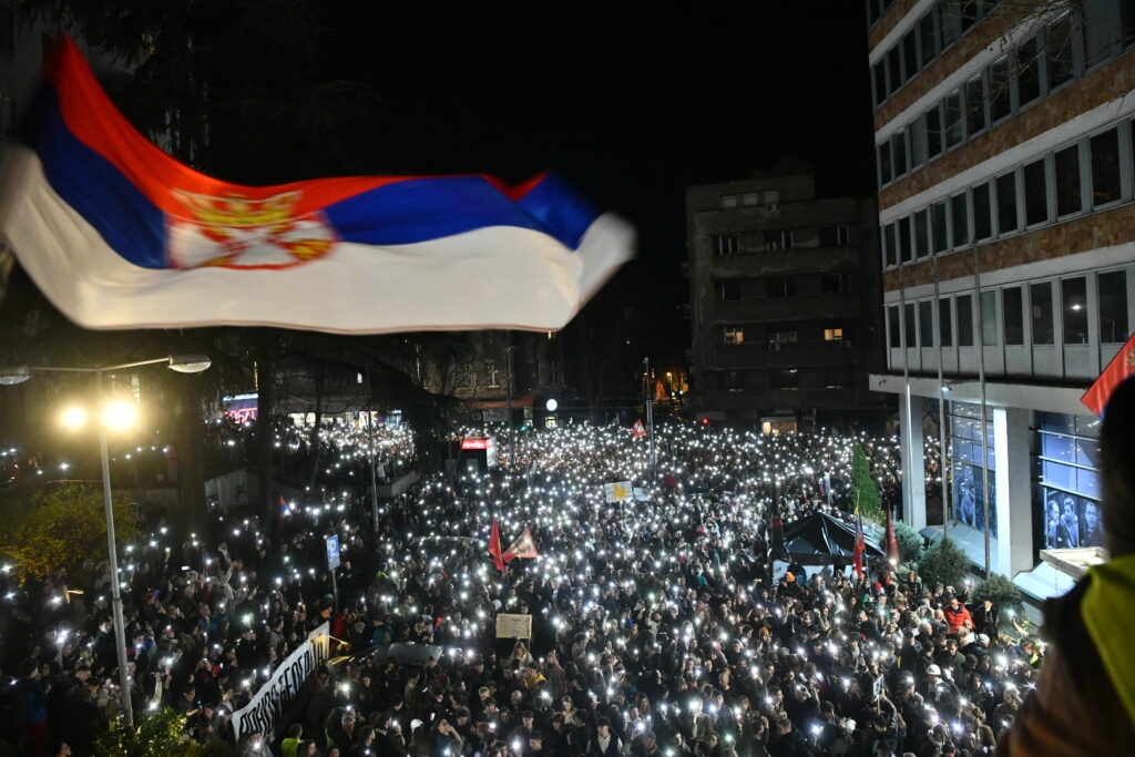 Beograd 11. mart.2025. Blokada RTS-a, Radio televizija Srbije,  RTS, Takovska 10, studenti i građani blokirali su zgradu RTS-a, studentski protest Foto:Vesna Lalić/Nova.rs