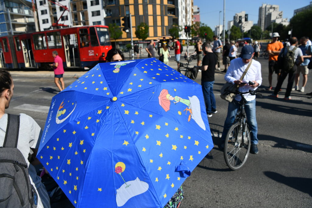 Beograd 04. jul 2025. Blokada Beograd staje u okviru akcije studenata Srbija staje zbog policijske brutalnosti prema građanima Novi Beograd policija Foto:Vesna Lalić/Nova.rs