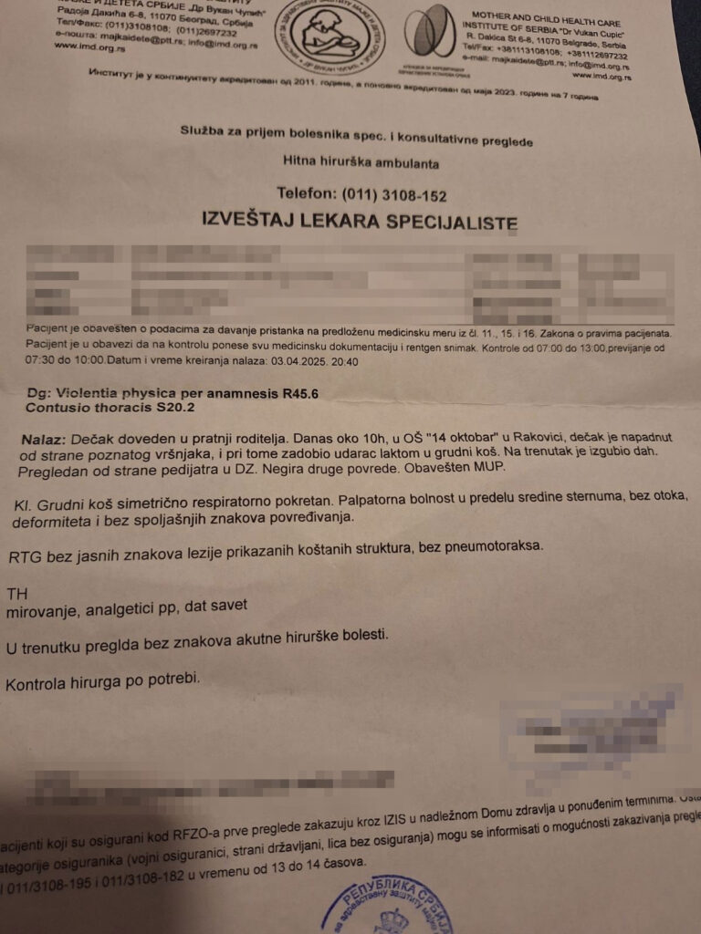 Rakovica, pretučeni dečak Foto: Miroslav Jelić