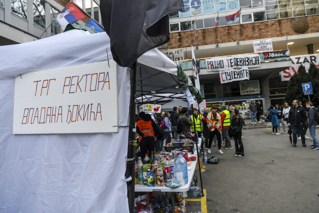 Beograd 19. april 2025. Studentska blokada Radio televizije Srbije, RTS, Takovska ulica, peti dan blokade Foto:Goran Srdanov/Nova,rs