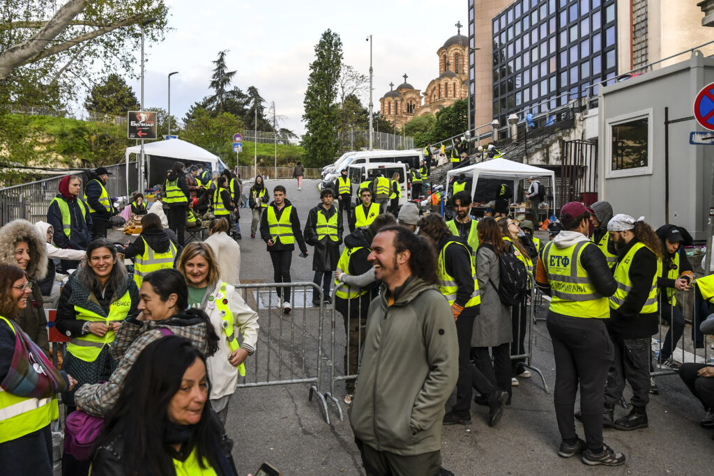 Beograd 19. april 2025. Studentska blokada Radio televizije Srbije, RTS, Takovska ulica, peti dan blokade Foto:Goran Srdanov/Nova,rs