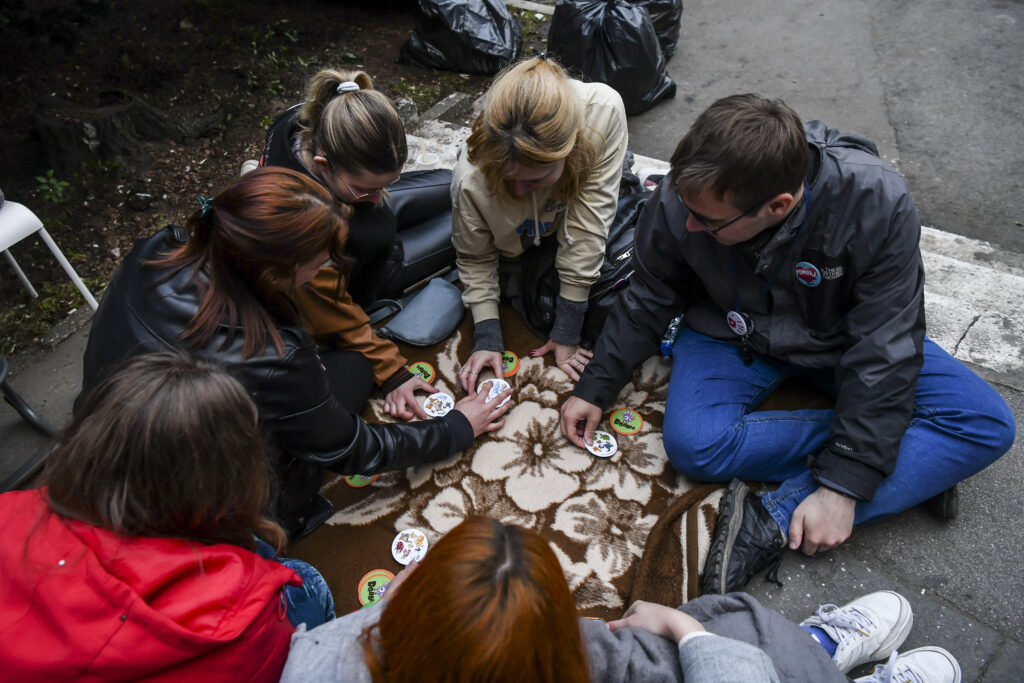 Beograd 19. april 2025. Studentska blokada Radio televizije Srbije, RTS, Takovska ulica, peti dan blokade Foto:Goran Srdanov/Nova,rs
