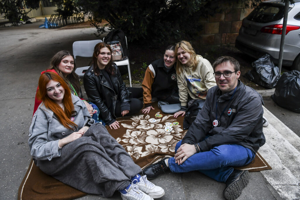 Beograd 19. april 2025. Studentska blokada Radio televizije Srbije, RTS, Takovska ulica, peti dan blokade Foto:Goran Srdanov/Nova,rs