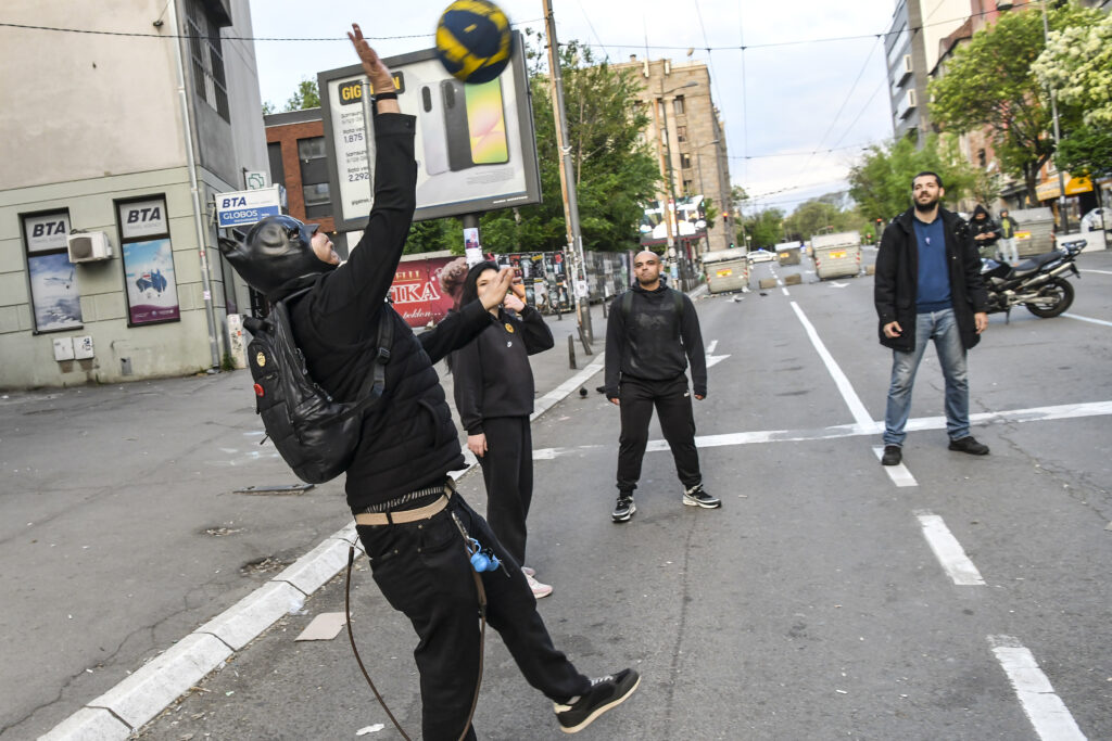 Beograd 19. april 2025. Studentska blokada Radio televizije Srbije, RTS, Takovska ulica, peti dan blokade Foto:Goran Srdanov/Nova,rs