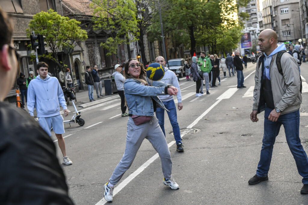 Beograd 19. april 2025. Studentska blokada Radio televizije Srbije, RTS, Takovska ulica, peti dan blokade Foto:Goran Srdanov/Nova,rs