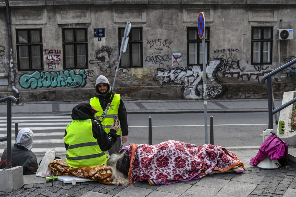 Beograd 19. april 2025. Studentska blokada Radio televizije Srbije, RTS, Takovska ulica, peti dan blokade Foto:Goran Srdanov/Nova,rs