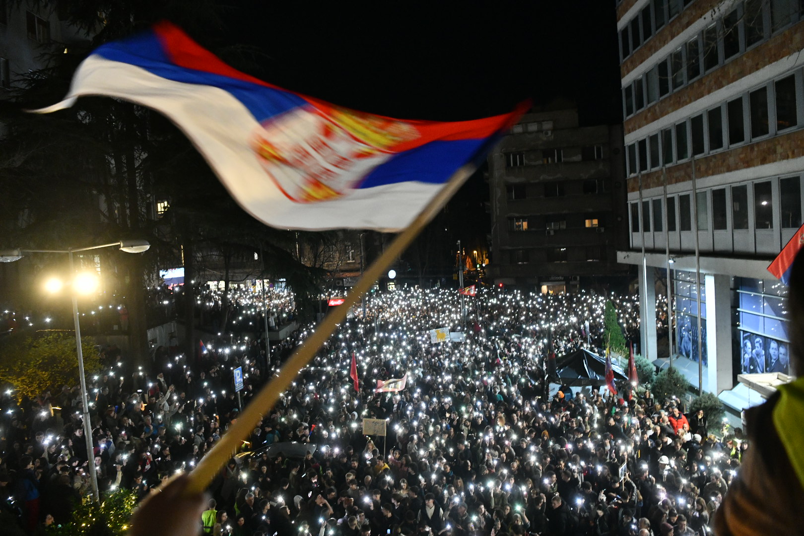 Beograd 11. mart 2025. Blokada RTS-a, Radio televizija Srbije,  RTS, Takovska 10, studenti i građani blokirali su zgradu RTS-a, studentski protest Foto:Vesna Lalić/Nova.rs