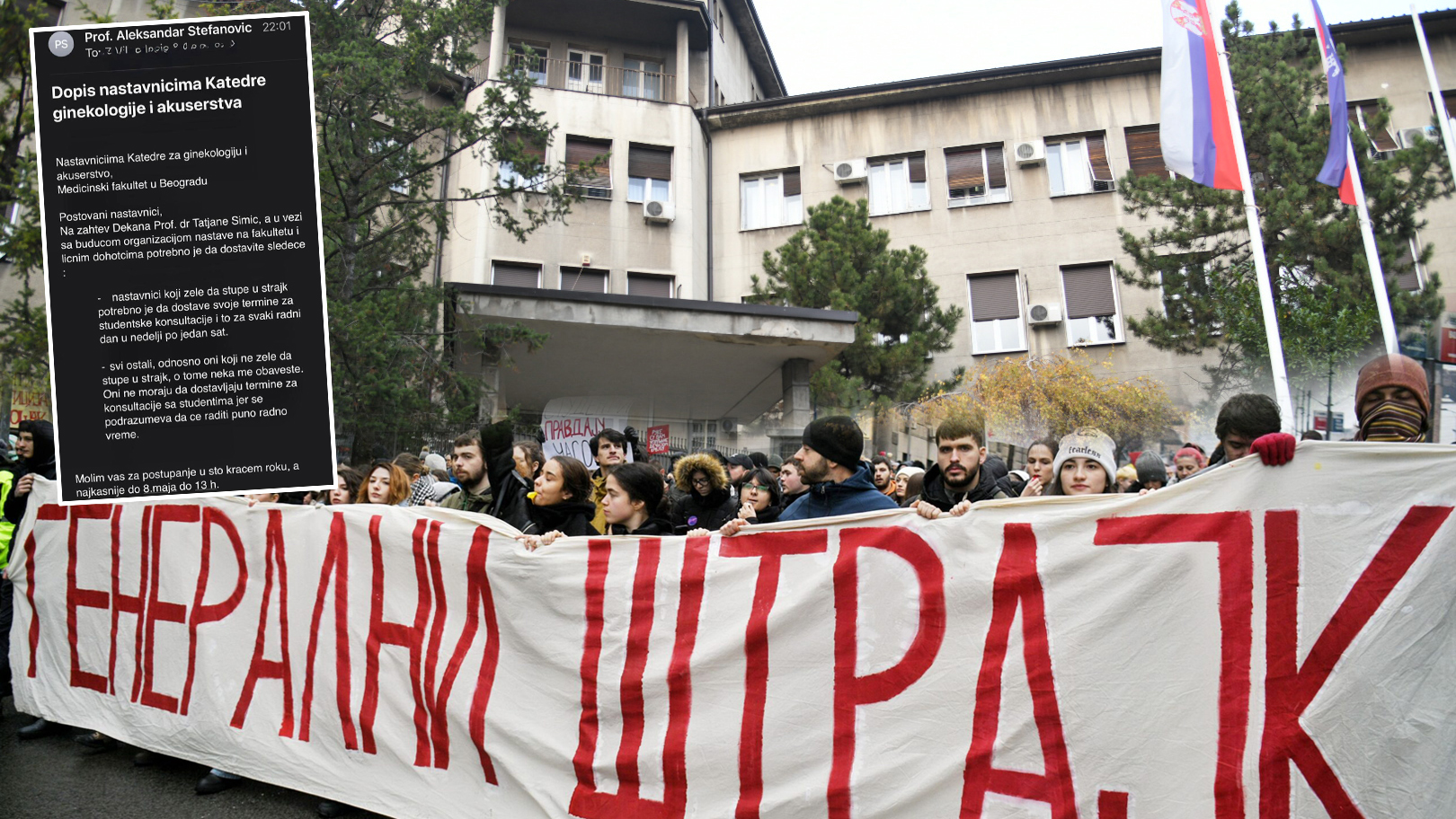 medicinski fakultet generalni štrajk pokrivalica, kombo Foto: Nemanja Jovanović/Filip Krainčanić/Nova.rs/Privatna arhiva