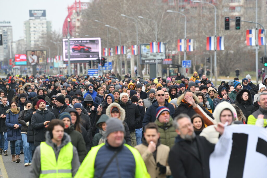 Beograd 12. februar 2025. Protest studenata, IT, studenti tehničkih fakulteta, blokada kod Palate Srbija, Novi Beograd Foto:Amir Hamzagić/Nova.rs