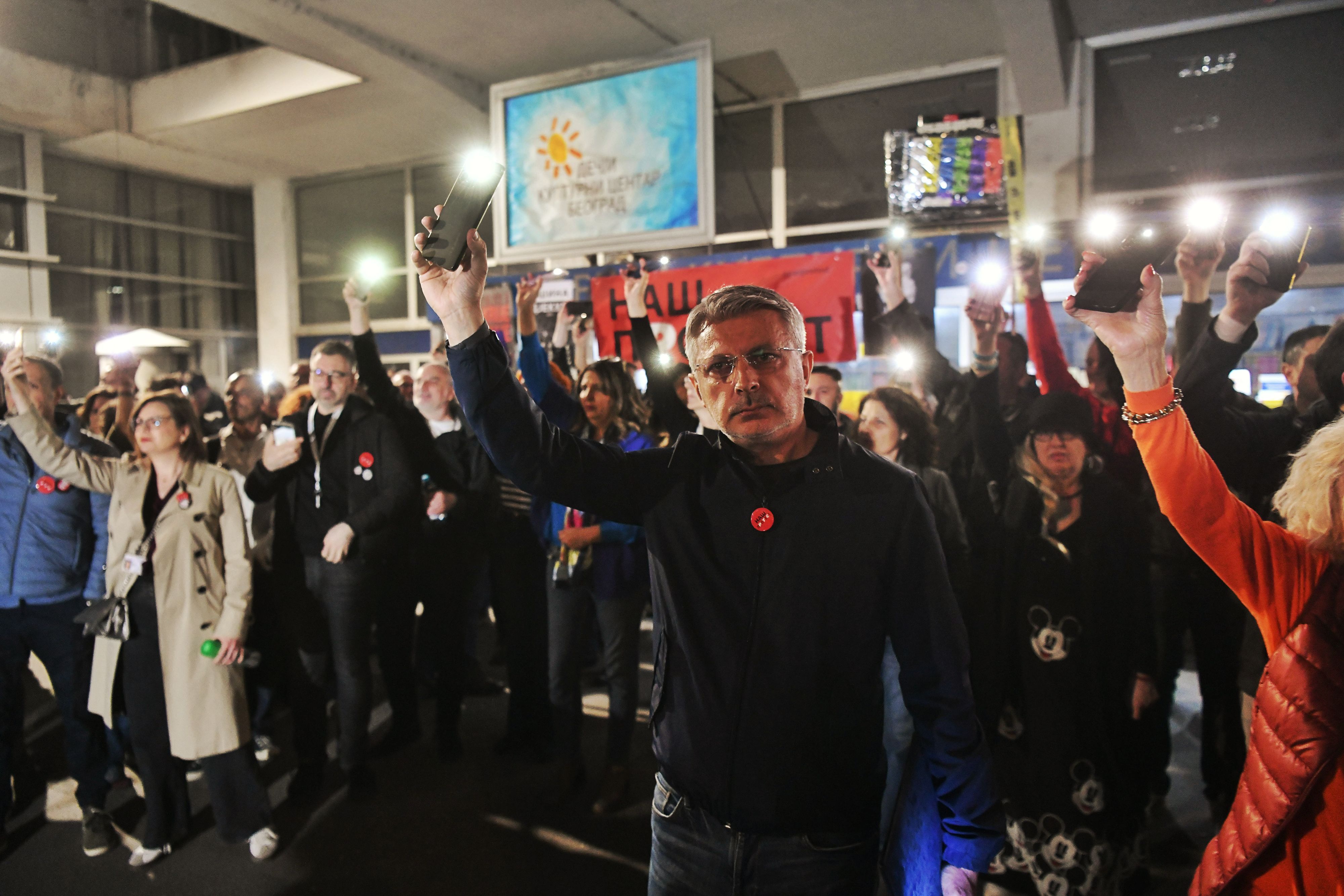 Beograd 07. mart 2025. Protest „Tišina odjekuje“ ispred RTS Radio televizije Srbije u okviru generalnog štrajka, generalni štrajk, studenti Foto:Goran Srdanov/Nova.rs