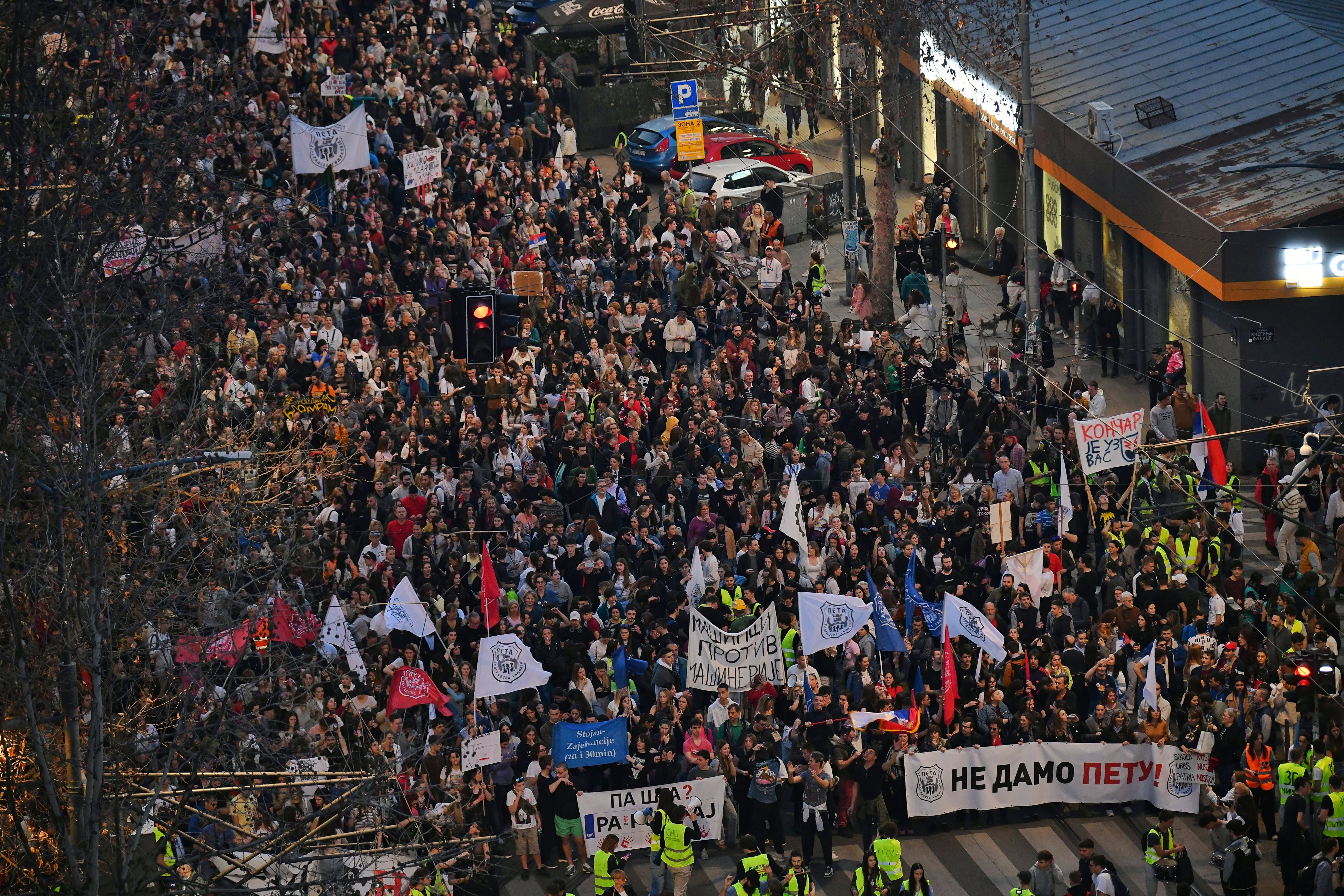 Beograd 07. mart 2025. Generalni štrajk, protest, protestno okupljanje studenata, učenika, građana šetnja krugom dvojke  Foto:Goran Srdanov/Nova.rs