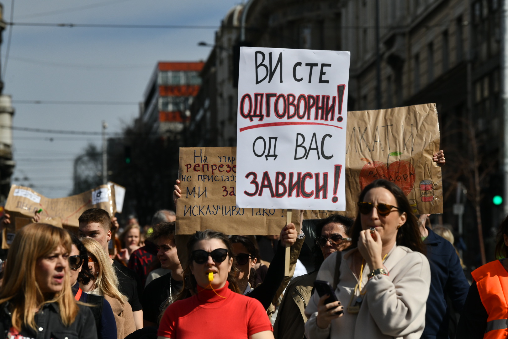 Beograd 13. mart 2025. Udruženje Puls beogradskih osnovnih škola organizuje akciju Sindikati, ili ste uz nas, ili ste bez nas  Foto:Vesna Lalić/Nova.rs