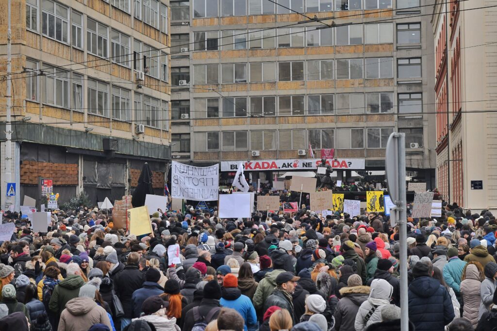 Beograd 20. januar 2025. Protest studenata I prosvetnih radnika, učenika na platou ispred Filozofskog fakulteta Foto:Goran Srdanov/Nova.rs