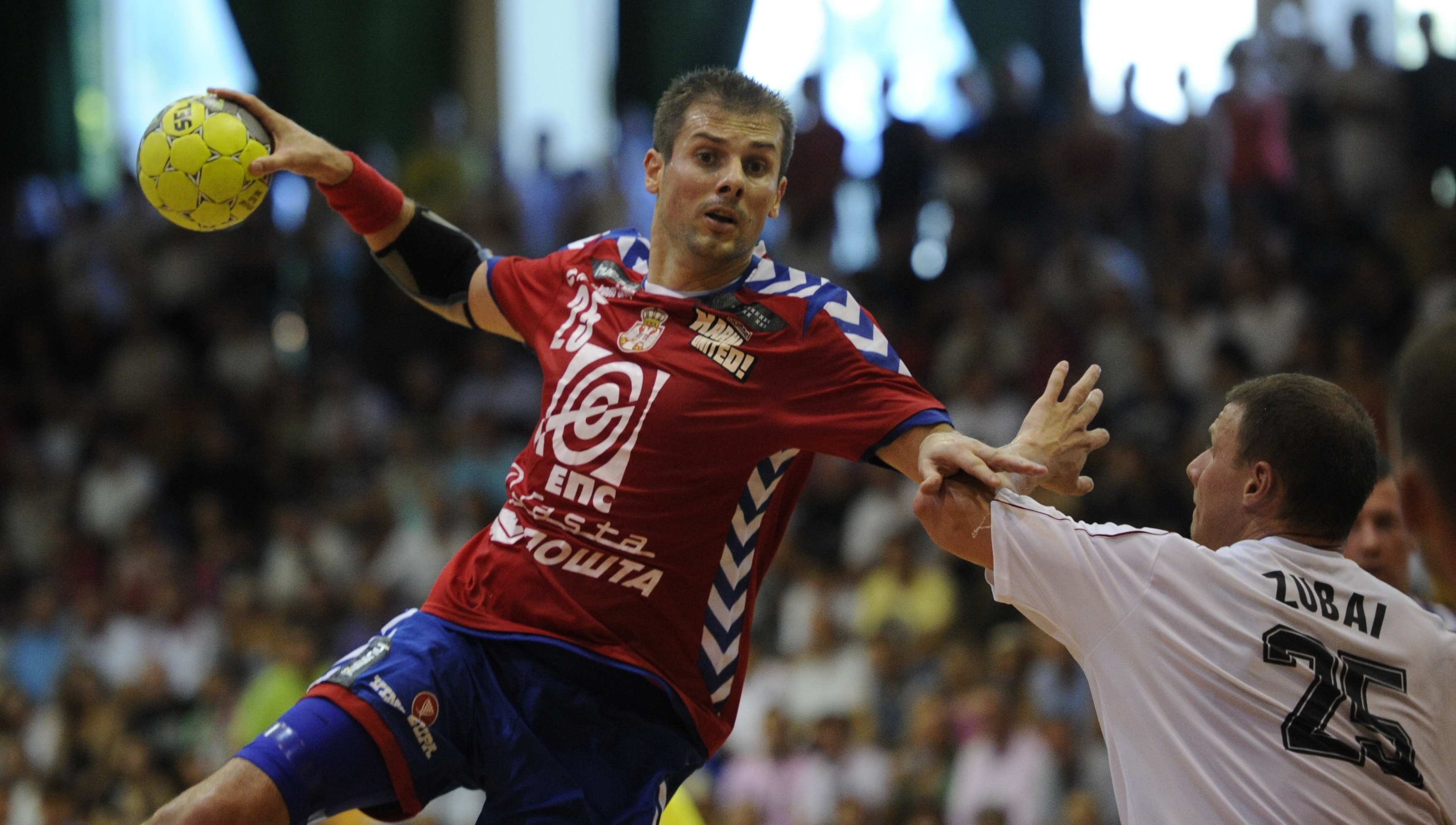 Rukomet, Srbija, Madjarska.Dalibor Cutura left and  Zubai Szabolcs Kanjiza, 14.07.2012..foto: Aleksandar Dimitrijevic/Starsportphoto ©