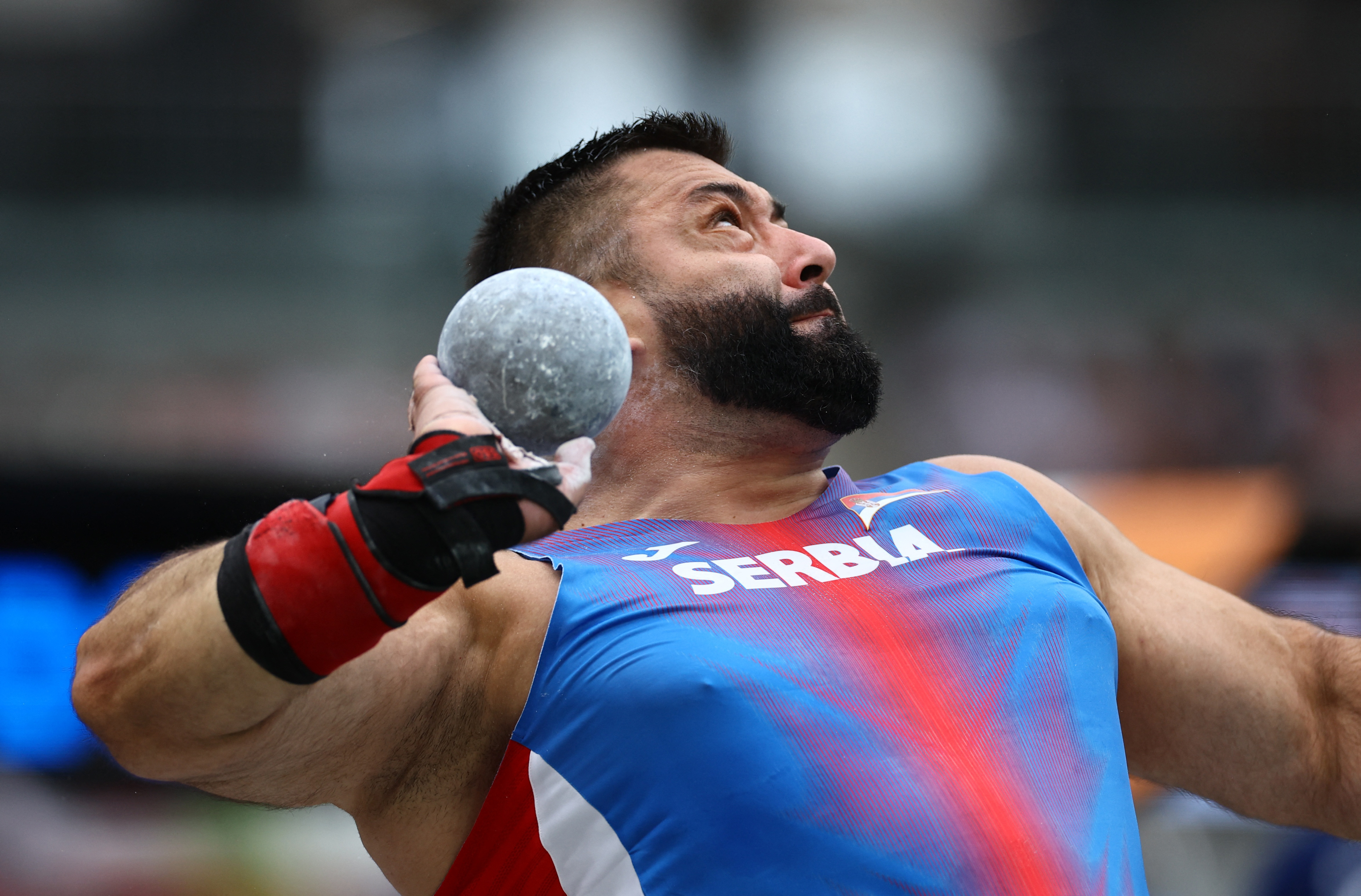 Athletics - World Athletics Championship - Men's Shot Put, Budapest, Hungary - August 19, 2023 Serbia's Asmir Kolasinac in action during qualification REUTERS/Kai Pfaffenbach
