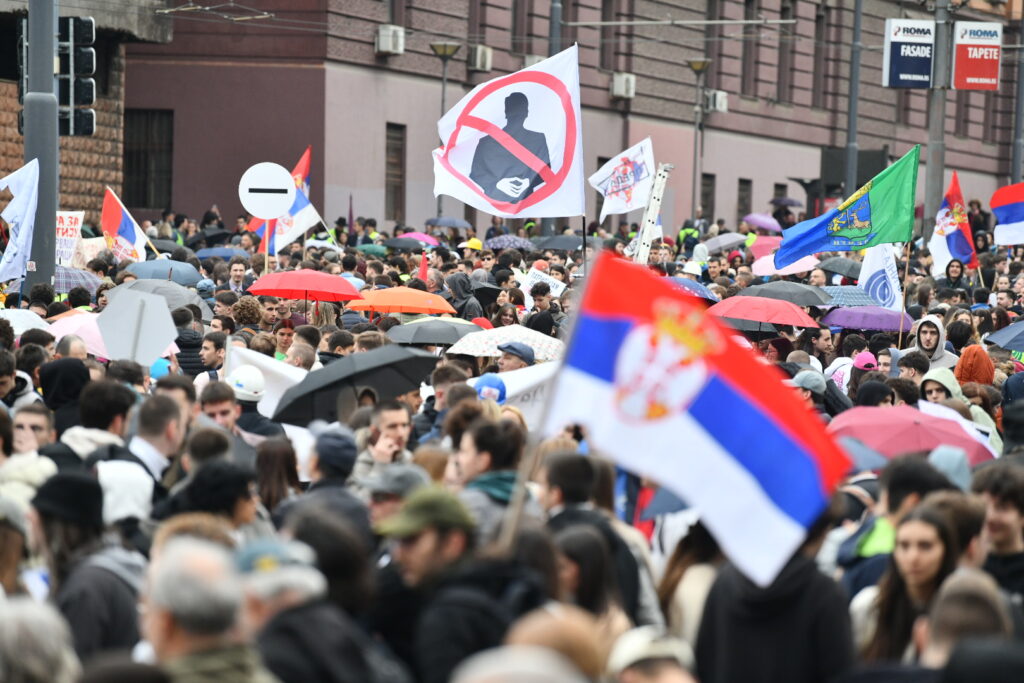 Beograd 24. mart 2025. Studenti u blokadi  protest ispred Generalstaba Protest za Generalštab Foto:Vesna Lalić/Nova.rs