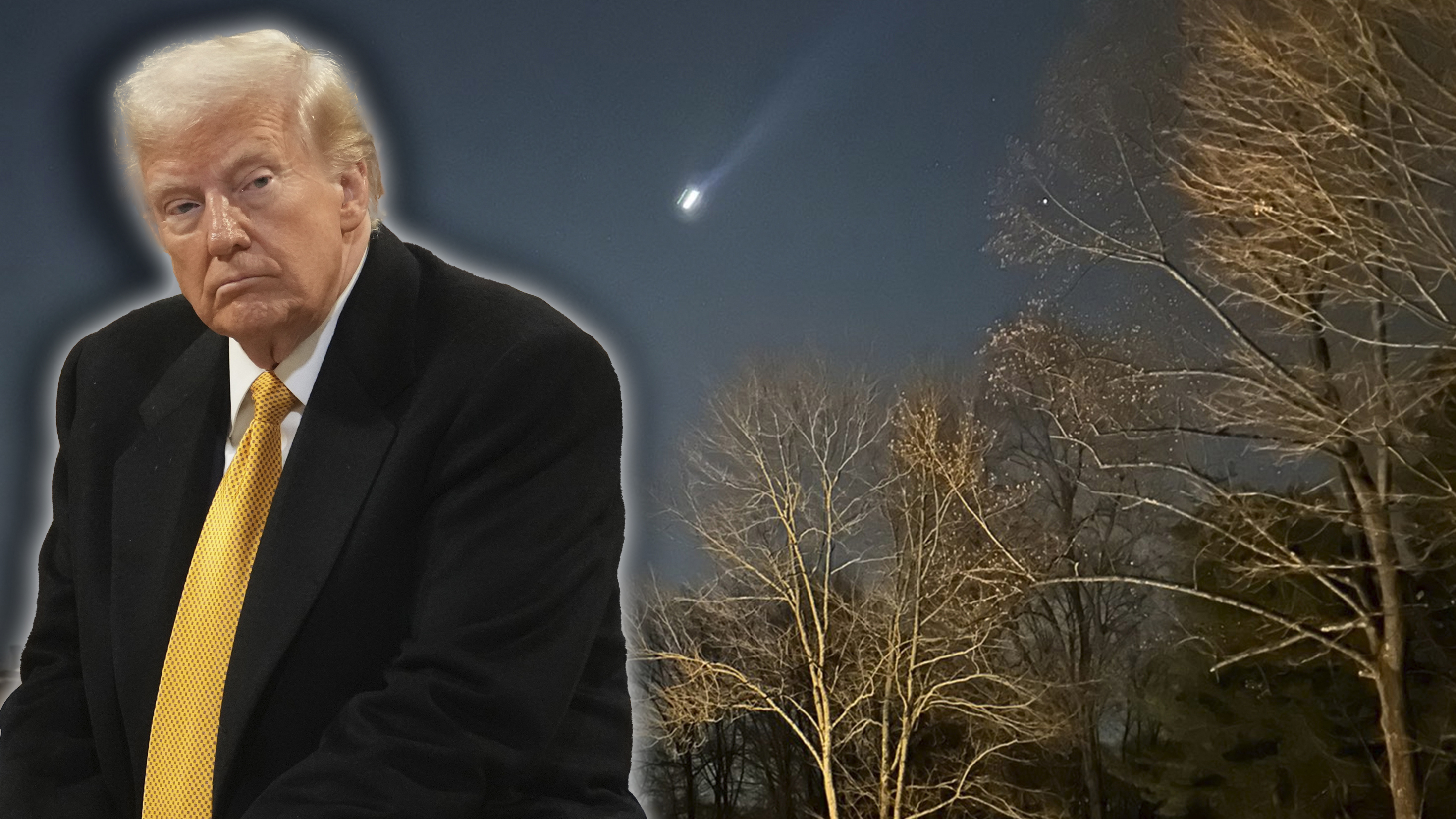 Donald Tramp, dronovi, kugle, kombo
FILE - This photo provided by Brian Glenn shows what appears to be multiple drones flying over Bernardsville, N.J., on Thursday, Dec. 5, 2024 (Brian Glenn/TMX via AP, File)