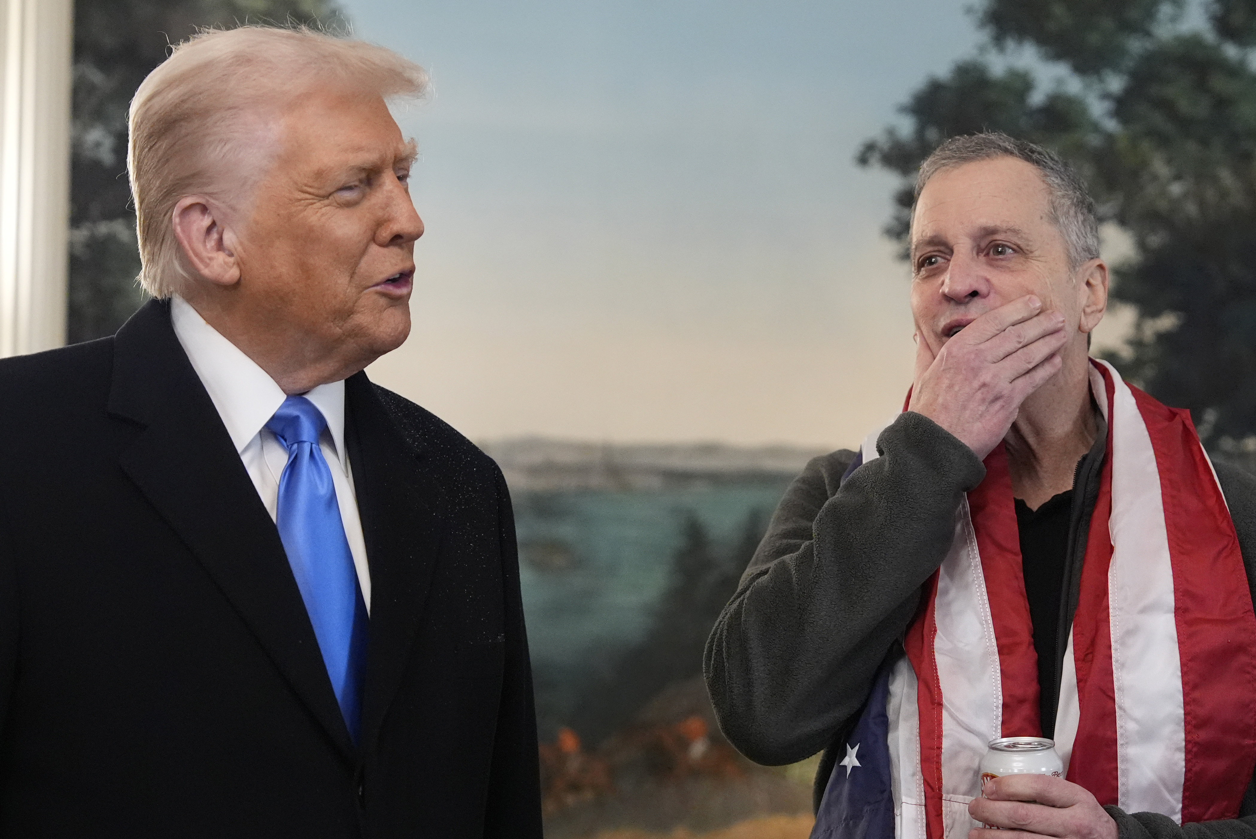 President Donald Trump, accompanied by Marc Fogel, speaks in the Diplomatic Reception Room at the White House, Tuesday, Feb. 11, 2025, in Washington. (Photo/Alex Brandon)