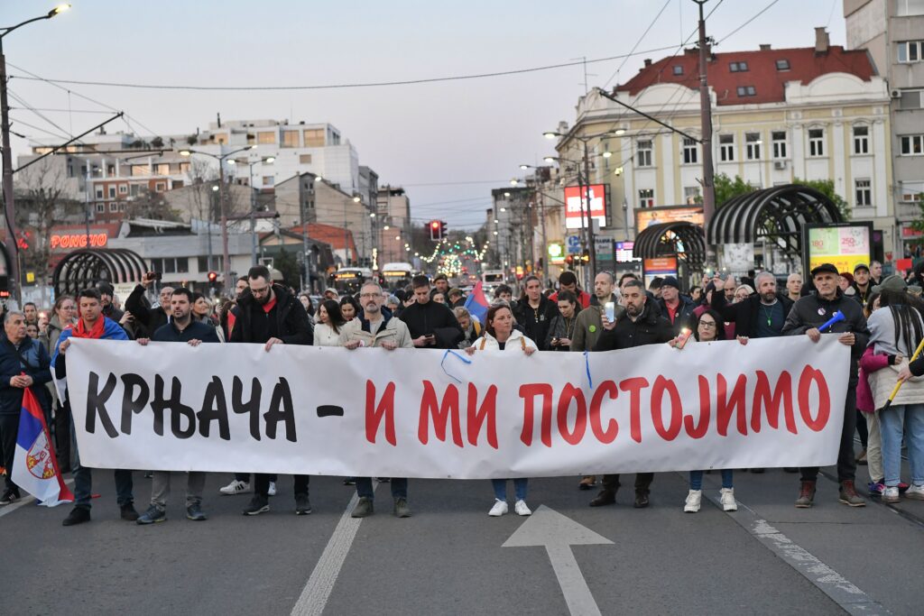 Beograd 09. april 2025. Akcija Palilule u blokadi kod Vukovog spomenika na Bulevaru kralja Aleksandra „Malo večernje dinstanje“, neformalna inicijativa „Palilula u blokadi“ , protest Foto:Goran Srdanov/Nova.rs