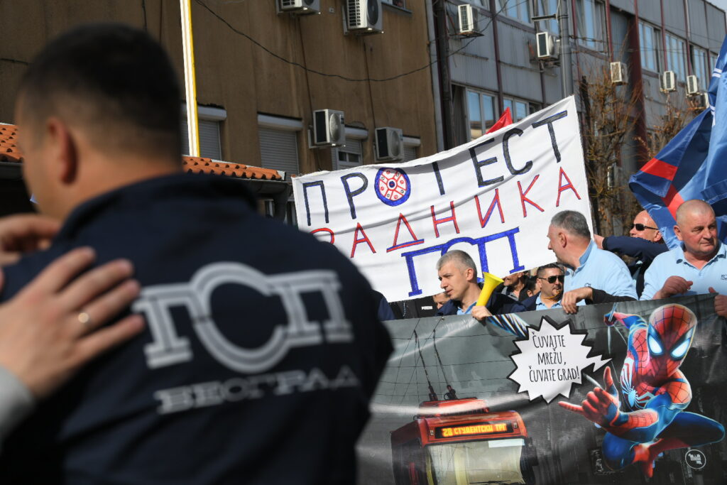 Beograd 13.03.2024. Protest radnika GSP-a, GSP, radnici, protest, studenti, podrška Foto: Amir Hamzagić/Nova.rs