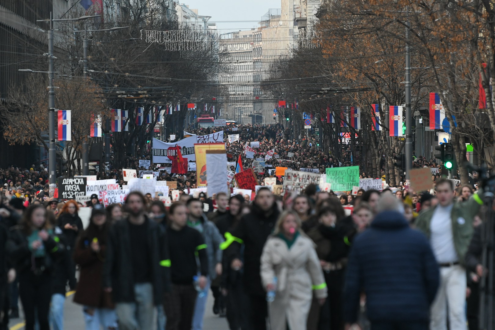 Beograd 22. decembar 2024. Zajednički protest studenata i poljoprivrednika na beogradskom Trgu Slavija zakazan je za danas sa pocetkom u 16 časova   Foto:Amir Hamzagić/Nova.rs